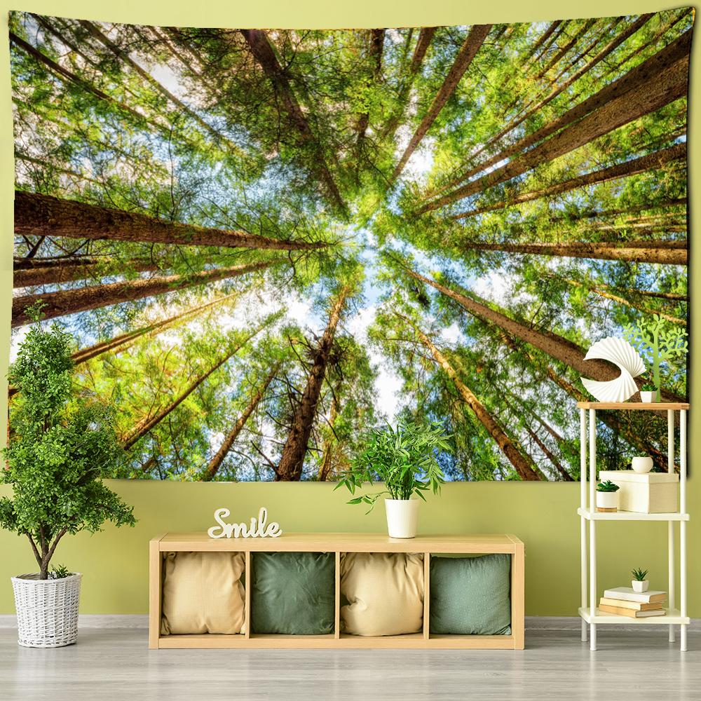 Oak China Fir Tapestry Wall Hanging Natural Forest Hippie Bohemian Natural Landscape Wall Art Living Room Home Decor