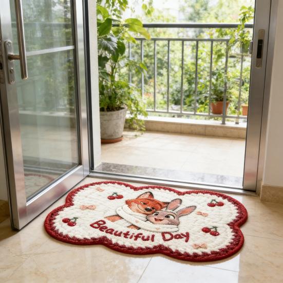 Diatom Mud Floor Mat Quick Dry Absorbent Bathroom Rug Non-Slip Cartoon Figure Entrance Mat for Bathroom Kitchen Bedroom