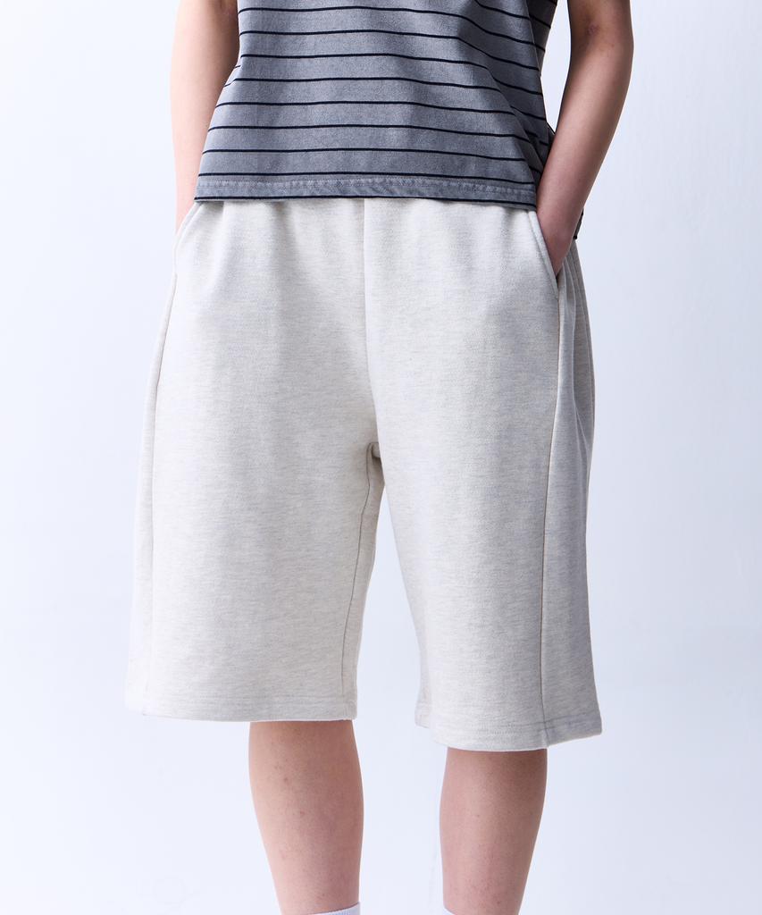 ADERNM Soft Flow Bermuda Elastic Waist Pants White Melange