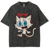 Men's Washed Vintage T-Shirts Street Retro Punk T Shirt Women Harajuku Casual Cotton Short Sleeve Acid Wash TShirts Top