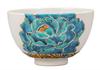 Nakamaru "Kutani Ware" Matcha Bowl - Blue Peony K9-878