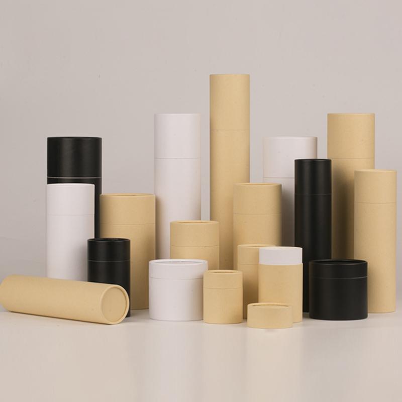 1Pcs Empty Thick Round Cowhide Empty Paper Tube Essential Oil Roller Bottle Packaging Box For Oil Perfume Container
