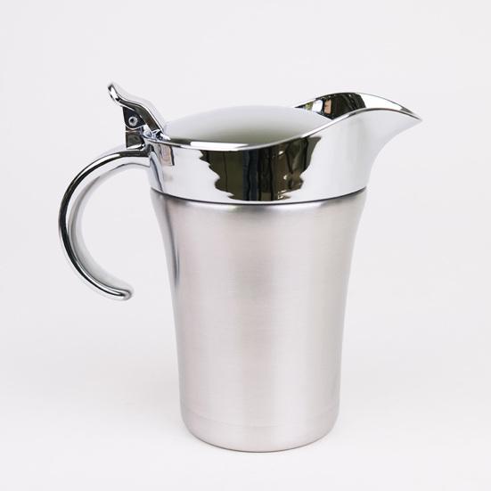 Oală de sos de 500/750 ML cu capac și mâner, sos cu dublă izolare, recipient pentru sos din oțel inoxidabil de calitate alimentară pentru sos de salată cu cremă