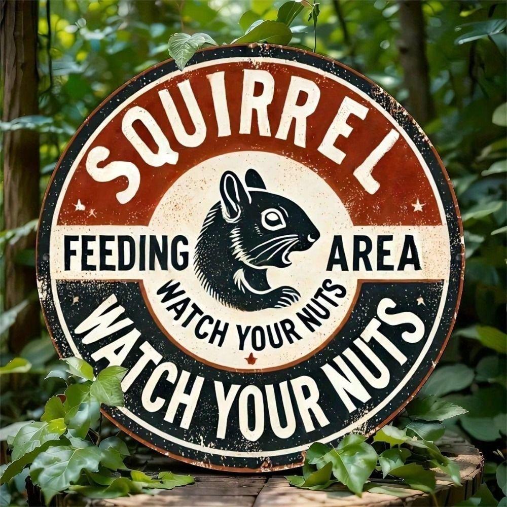 Vintage Metal Poster Squirrel Irony Wall Art Decor for Home Cafe 20x20 cm