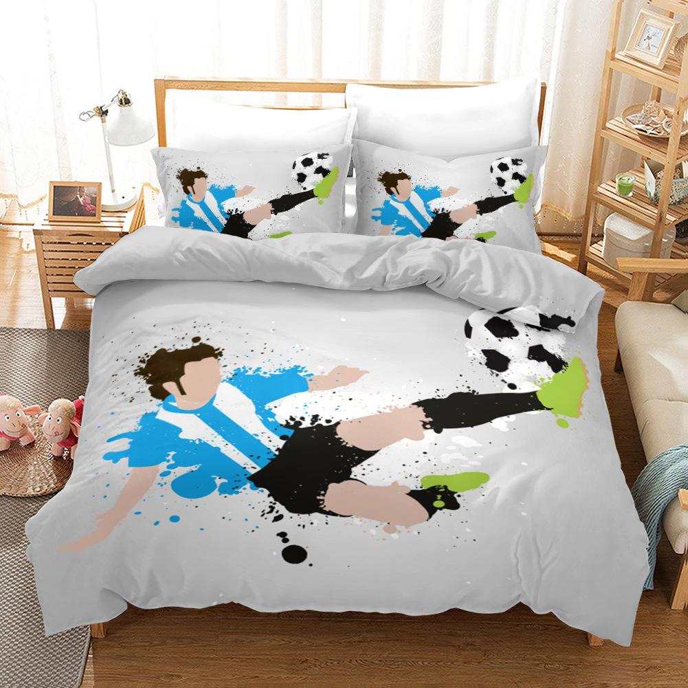 Football Duvet Cover Set Soccer Goal Soft Bedding Set Sports Competitive Theme 2/3Pcs Full Queen King Size Quilt Cover