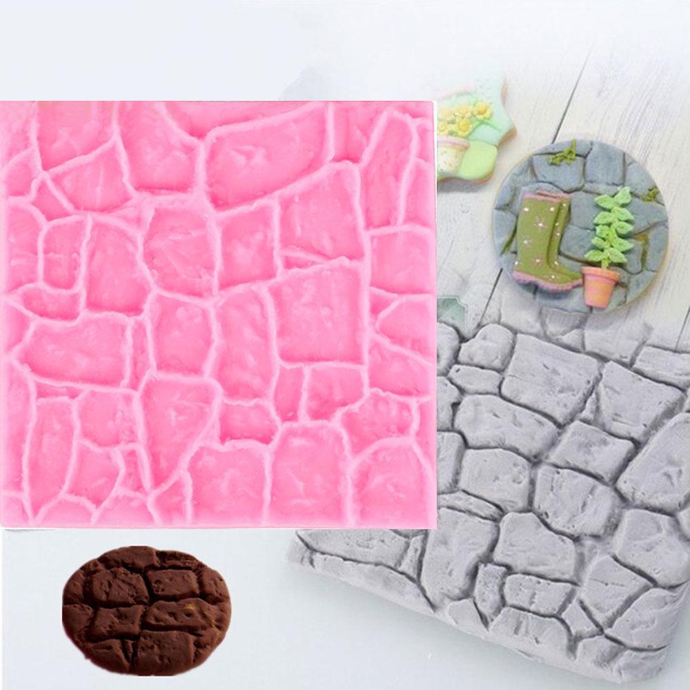 Baking Cake Mold Kitchen 3D Castle Farm Sugar Craft Rock Stone Fondant Wall Silicone Mould