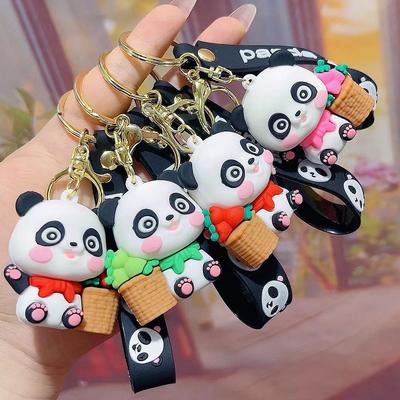 National Treasure Panda Bamboo Keychain - Cute Cub Pendant for Bags, Charms, and Gifts