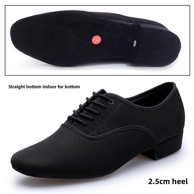 Men's Modern Ballroom and Square Dance Shoes with Outdoor Rubber Soles and Indoor Cowhide Soles, Made of Oxford Cloth