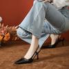 Fashion 2025 New French Patent Leather High Heels Pointed Toe Slim Stiletto Spring Summer Women Sandals Dress Shoes