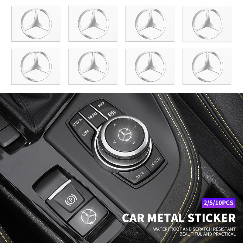 10PCS Car Metal Emblem Wiper Stickers Reflective Decor Decals For Mercedes Benz A C E S Class CLA CLS W212 W213 W204 Accessories