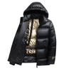 Nuovo Piumino Invernale Ispessito da Uomo Moda con Cappuccio Lucido 90 Piumino d'Anatra Bianca Abbigliamento da Uomo
