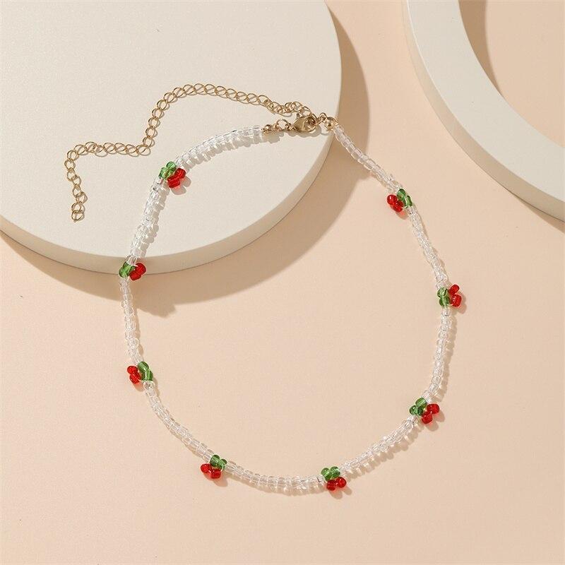 iF ME Candy Colors Necklace Bead Chain Gift For Women Star Moon Lock Pendant Jewelry Trend Party Creative Choker