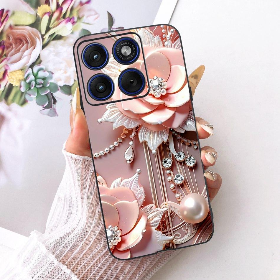 For Motorola Edge 70 Cute Flower Butterfly Cat Painted Case For Motorola Moto X70 Air Edge70 5G Black Silicone Soft Phone Cases