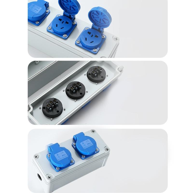 Weatherproof 3 Hole 16A Power Outlet Protective Case Impact Resistant Designs Enclosures Box for Indoor Outdoor Use
