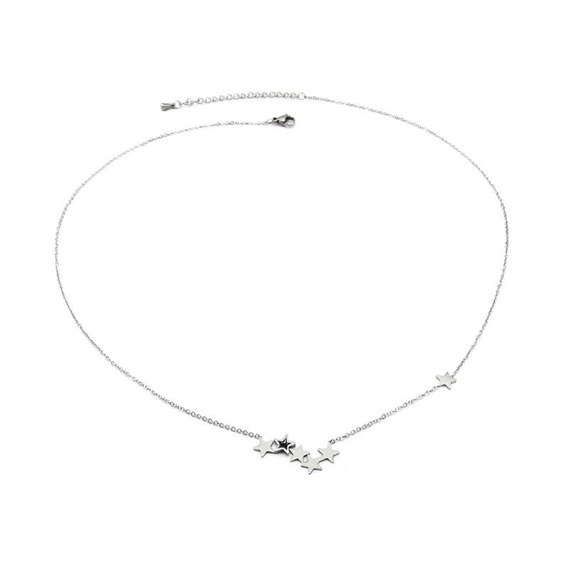 Japanese and Korean Fresh Natural Five-pointed Star Necklace Light Luxury High-end Geometric Star Collarbone Chain Simple for Girls