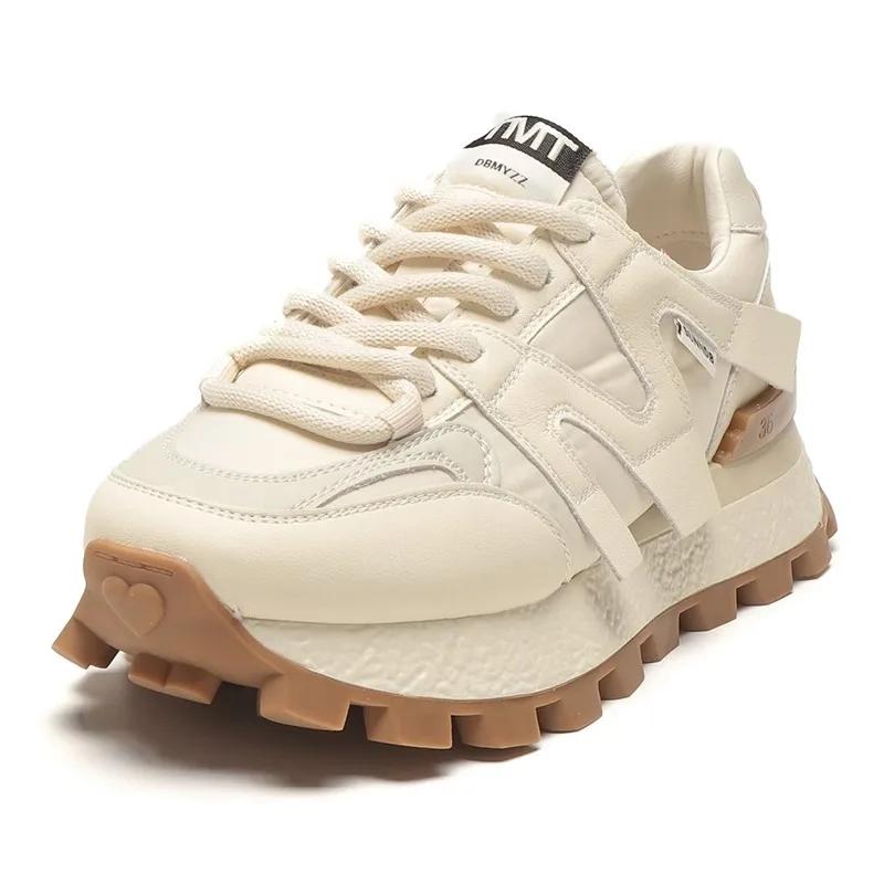 Chaussures gaufrées en cuir souple Forrest Gump chaussures haut de gamme pour femmes printemps et automne nouvelles semelles épaisses chaussures de sport polyvalentes