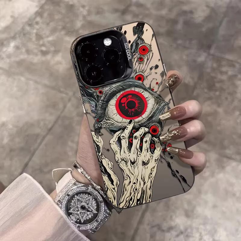 Spooky Style Eye Pattern Phone Case For iPhone 16 15 14 13 12 11 Pro Max 7 8 Plus XR XS Max Shockproof Silicone Plating Cover