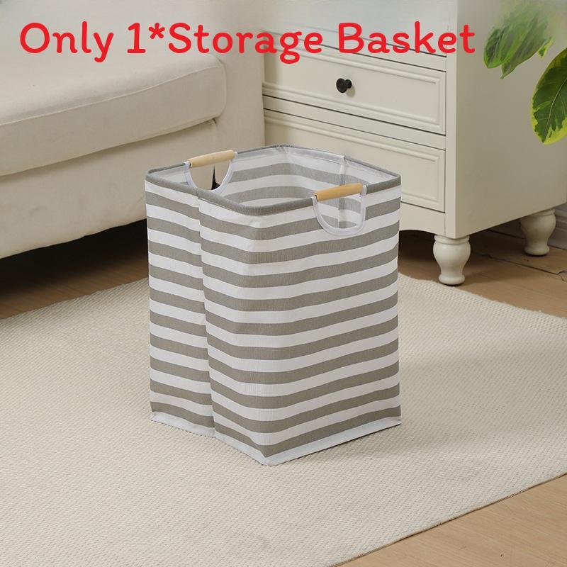 Cotton Linen Collapsible Laundry Basket With Wooden Handles For Home Organization And Storage