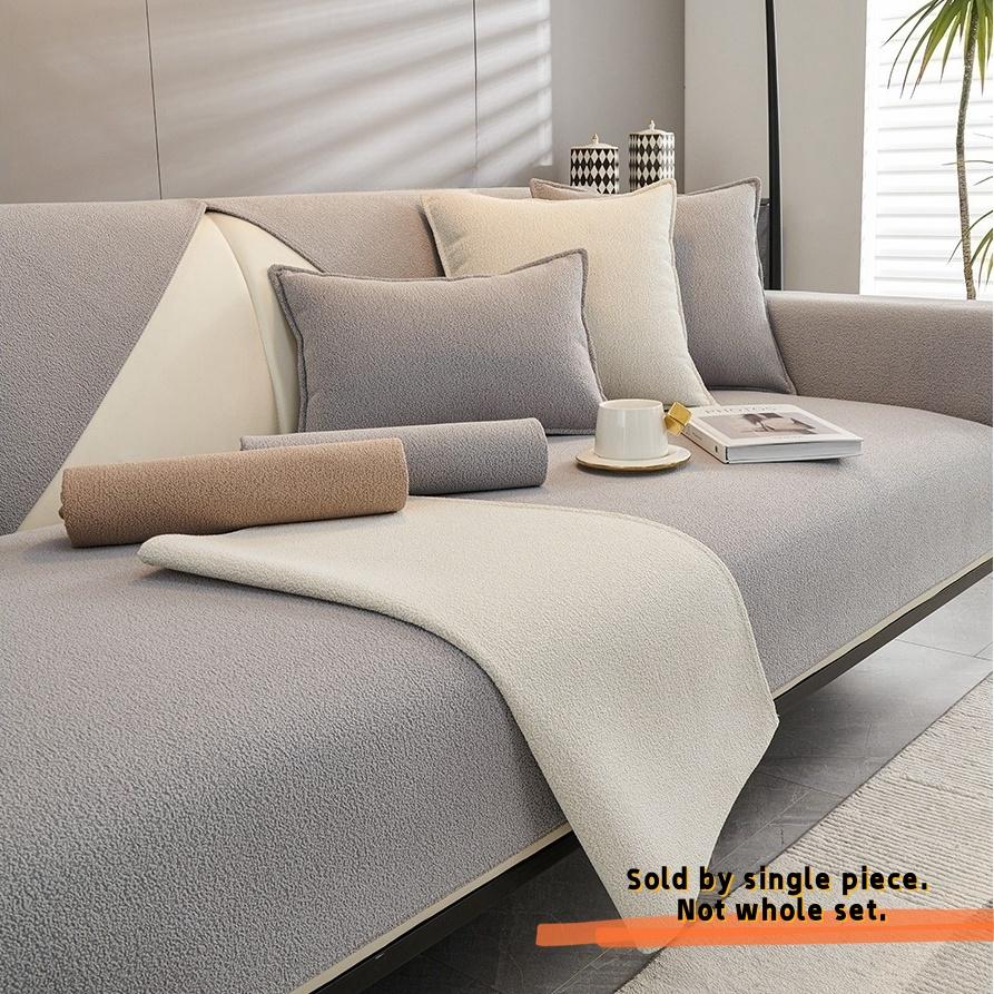 Simplized Solid Teddy Chenille Sofa Cover For Living Room Non-Slip Sofa Cushion Cover Four Seasons Universal Couch Protector