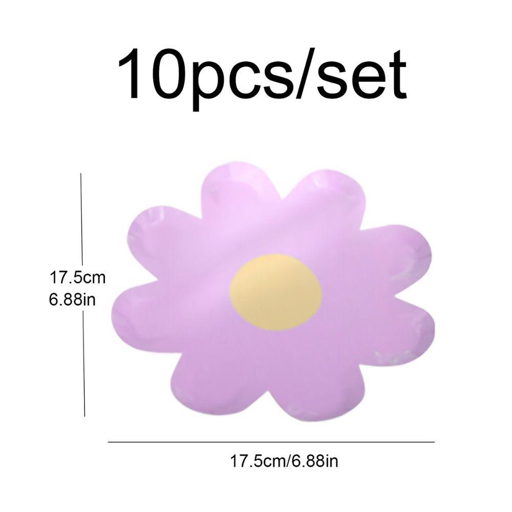 10pcs Kids Birthday Party Flower Dinner Plate Small Paper Cake Plate New Daisy Picnic Tableware