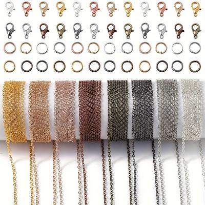61Pcs/Set Alloy Bulk Link Chain With Jump Rings Lobster Clasps Necklace Chains For DIY Jewelry Making Supplie Necklaces Accessories