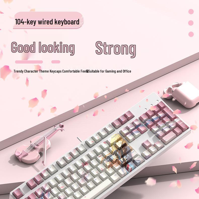104-Key Wired Mechanical Gaming Keyboard - Blue/Black Switch, Silent, Stylish for Office & Esports
