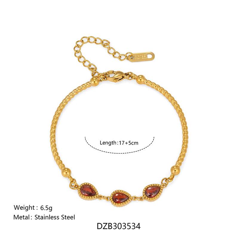 Colored Waterdrop Stone Bracelets for Women Stainless Steel Bracelets Summer Delicated Daily Jewelry Non-tarnish