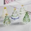 Glass Christmas Tree Mini Tabletop Xmas Tree Figurine with Star Topper for Winter Holiday Table Mantel Shelf Home Decoration