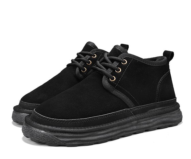New Winter Velvet Thickened Cotton Shoes with Integrated Leather and Fur, Non-slip Thick-soled Warm Cotton Shoes, Snow Boots.