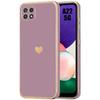 Case - BOOLING - for Samsung Galaxy A22 5G - Purple - Shockproof - Golden Heart Pattern