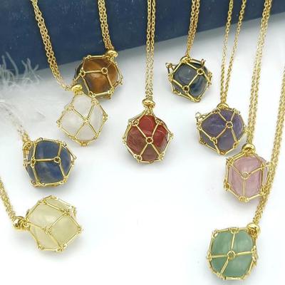 Collana con porta-cristalli Yousheng in acciaio inossidabile con porta-pietre naturali, regolabile, gabbia vuota in pietra di quarzo per uomo e donna