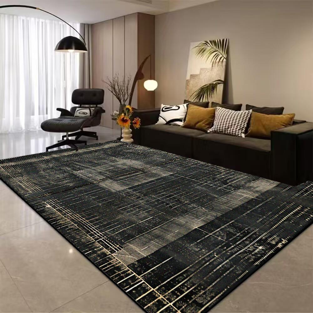 Nordic Style Black Large Carpet Non-slip Living Room Decoration Sofa Area Rug Easy Clean Coffee Table Mat Bedroom Lounge Rugs