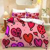 Home Textile Three-Piece Small Love Animation Cartoon Digital Printing Quilt Pillowcase Bedding