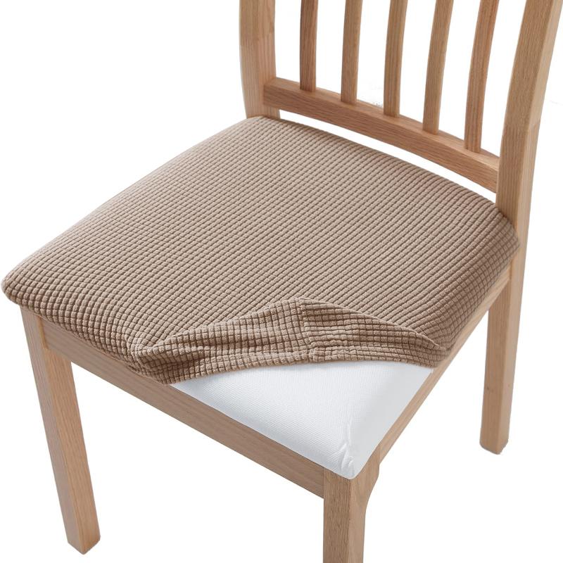 Stretch Jacquard Chair Seat Covers Chair Removable Washable Upholstered Dining Room Chair Seat Protector Cushion Slipcovers