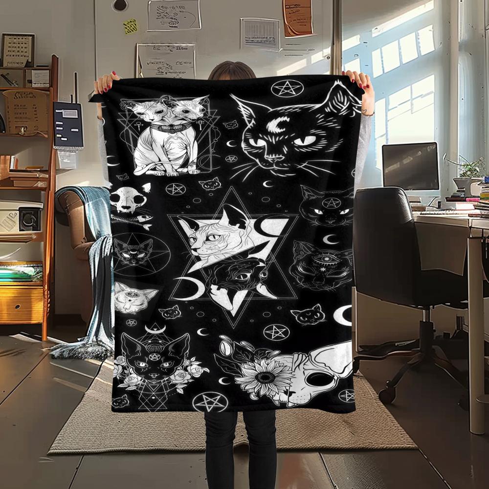 1PC Satan Symbol Print Flannel Blanket, High quality All Seasons, Home Decor, Warmth and Comfort, Perfect for Christmas Gifts