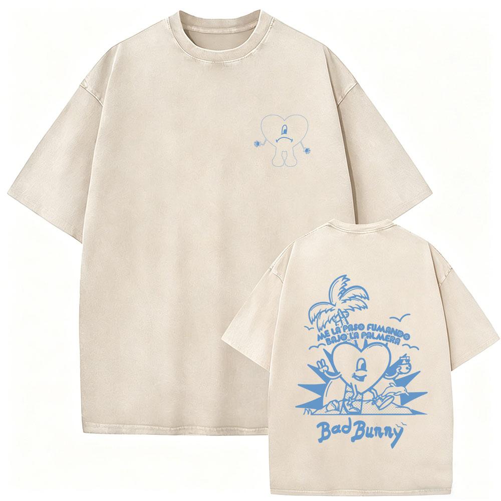 Hot Sale Washed Vintage Rapper Bad Bunny Debi Tirar Mas Fotos DTMF Tshirt Mens Hip Hop Fashion T Shirts Casual Oversized Tees