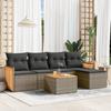 Vidaxl 6-Cz. Garden Furniture Set With Cushions, Grey, Poly Rattan