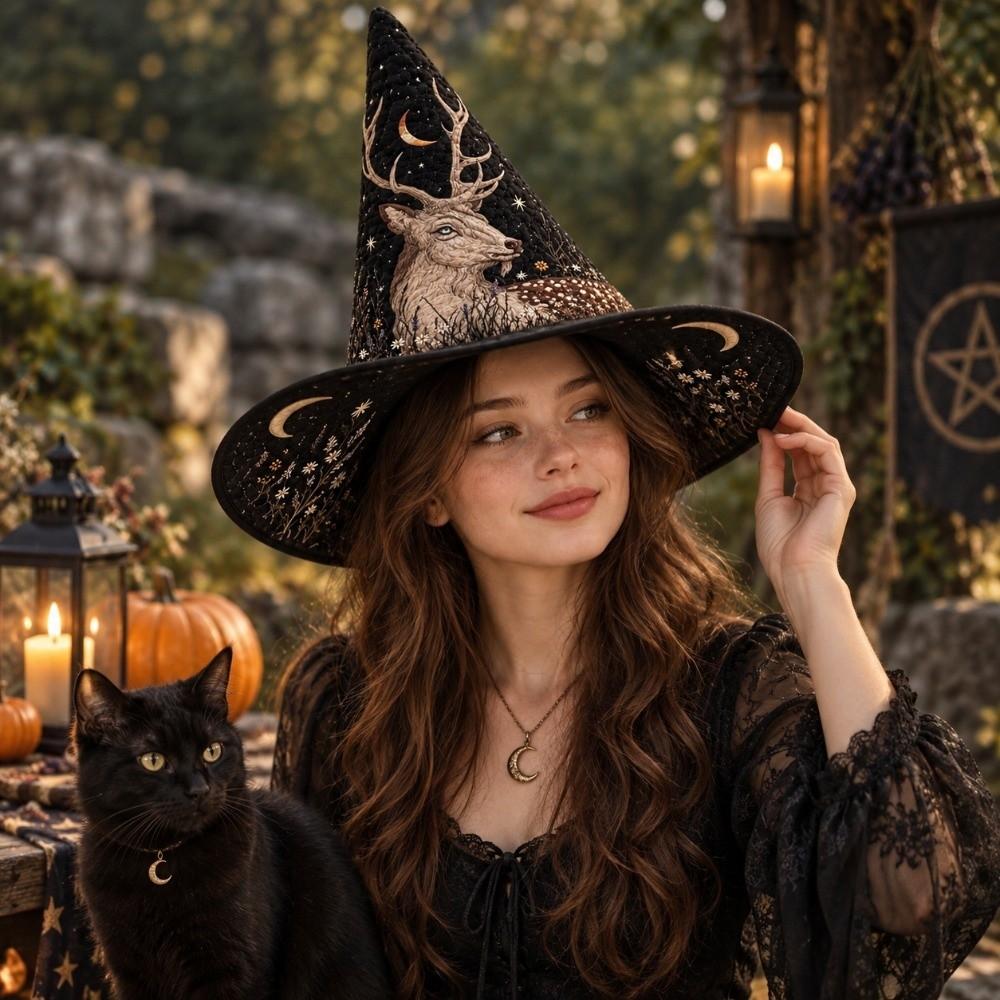 Cosplay Halloween Witch Hat Wide Brim Party Hat Halloween Accessories Festival Hat  Cosplay Party