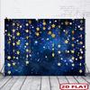2D Starry Night Backdrop with Golden Stars for Kids Party Decoration