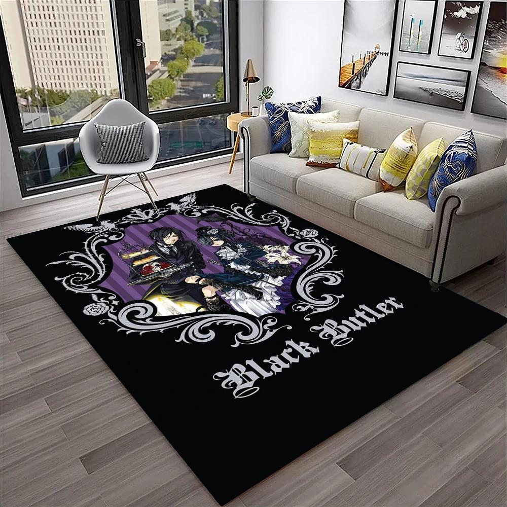 3D Anime Black Butler Cartoon Carpet Rug for Home Living Room Bedroom Sofa Doormat Decor,kids play Area Rug Non-slip Floor Mat