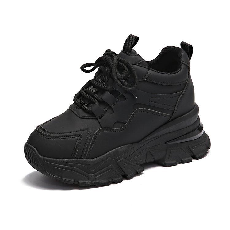White Platform Women's Sneakers  Autumn Lace-Up Thick Bottom Sports Shoes Woman Pu Leather Breathable Walking Shoes Female