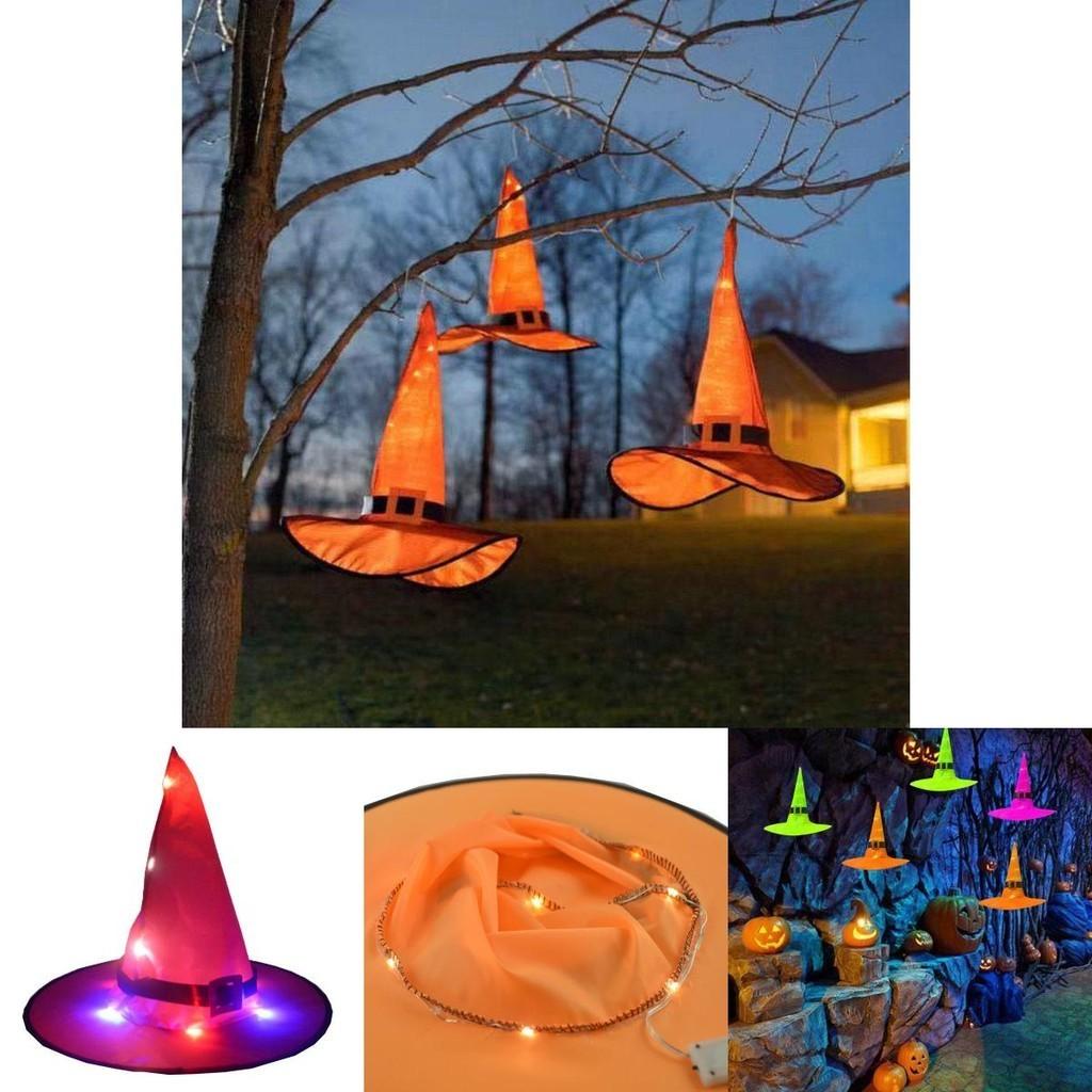 Enchanting Halloween Decorations With Glowing Witch Hats For Indoor And Outdoor Use