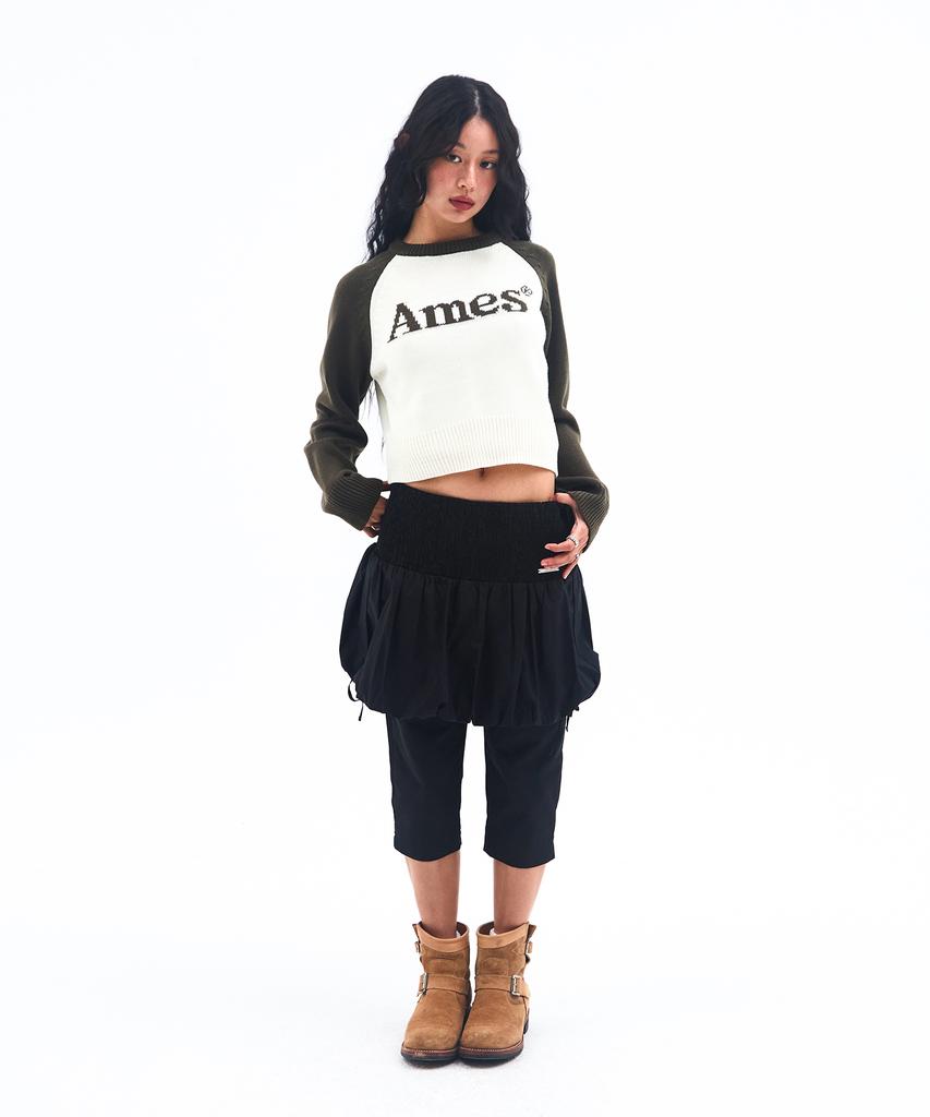 AMES-WORLDWIDE Basic Raglan Pullover Knit Khaki