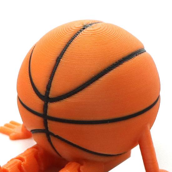 Sports Ball Figure Desk Decor with Articulating Legs 3D Printed Sitting Pose Action Figure Shelf Edge Ornament Gifts for Sports Fans