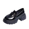 Fashion British Small Leather Shoes 2024 Summer New Height: 6.5 Cm Loafers, Black Leather Women's Shoes, Platform Leather Shoes