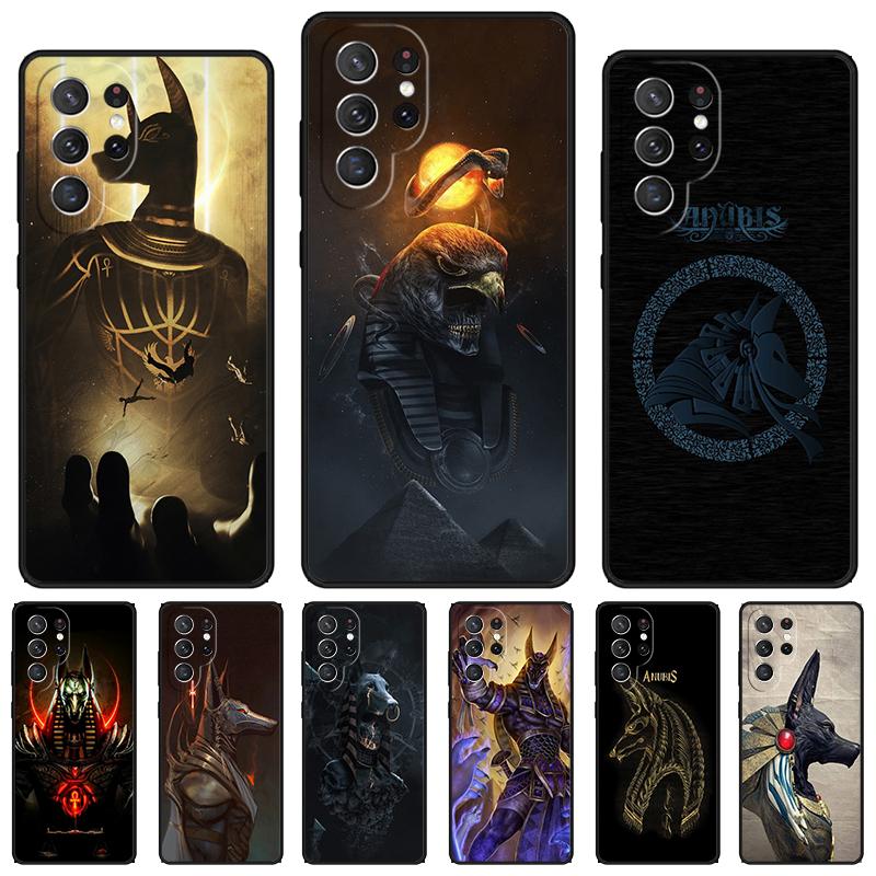 Anubis Ankh Egyptian God Phone Case For Samsung Galaxy S24 S25 S23 S22 Ultra Note 10 20 Plus S20 S21 FE Cover