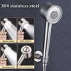 304 Stainless Steel High Pressure Handheld Shower Head 3-Mode Adjustable High Pressure Handheld Bathroom Shower Set Head