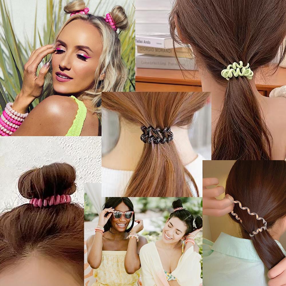 8 Pièces/Ensemble Mode Filles Fil Téléphonique Élastiques à Cheveux Chouchous pour Femmes Porte-Queue de Cheval Corde à Cheveux Accessoires Gomme