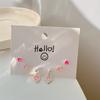 INS Y2K Rosa Herz Ohrstecker für Damen Mädchen Schleife Hängeohrring Set Süße Kristall Ohrringe Modeschmuck