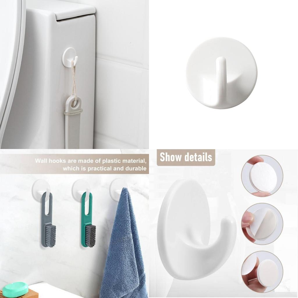 Self Stick 6 Pcs Plastic Hooks Set For Lightweight Storage And Wall Hanging Applications